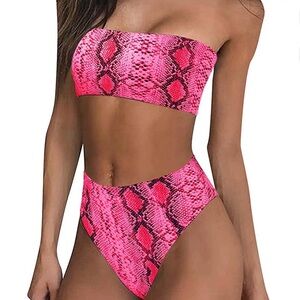 Snake Print Sexy Bikini Padded Swimsuit Beachwear Set